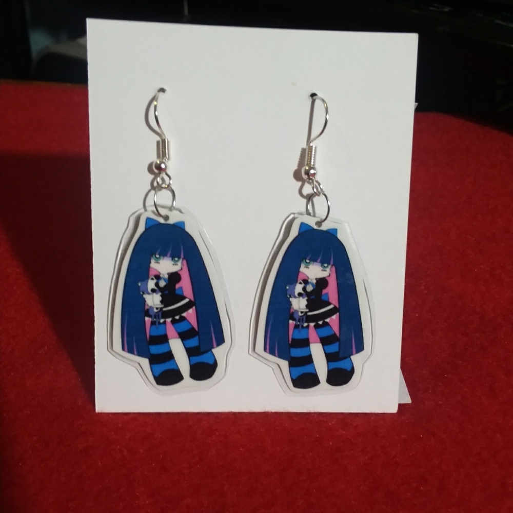 Handmade Anime Laminate Earrings Panty & Stocking